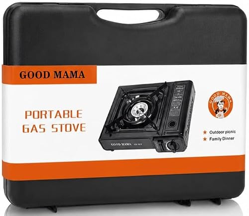 Single Burner Portable Butane Canister Stove, Black, with Travel Case, Model GS-101S