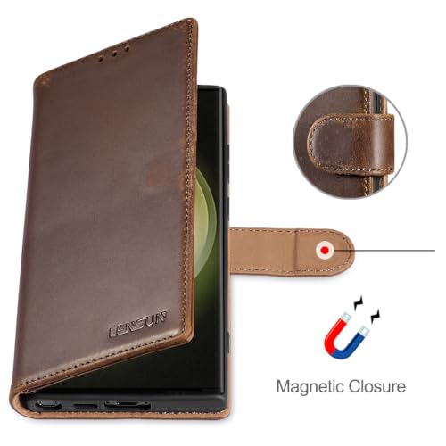 Housse Samsung S23 Ultra en cuir véritable marron rétro chic - 7