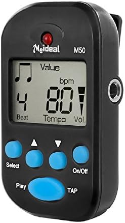 Digital Metronome Multi-functional Clip-On LCD Digital Beat Tempo Mini Metronome With Battery for Piano Violin Guitar Trap Drum Running-Black