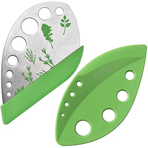 2 Pack Herb Stripper Tool 9 Holes Stainless Steel kale Leaf Stripping Zip Tools, Curved Edge Can be Used as a Kitchen Gadgets Cover