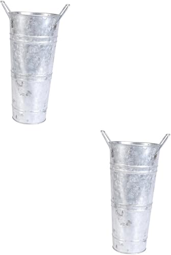 DECHOUS 2 piezas de hoja, cubo de flores de hoja, decoración rústica, florero de planta francés, decoración de campo, jarrones decorativos de metal,