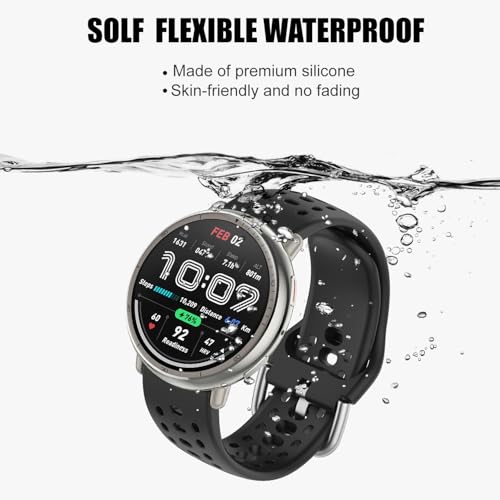 Nacorulu Compatible with Amazfit Active 2 Bands, 20mm Width Silicone Replacement Strap for Amazfit Active/Active 2S/GTS 4 mini/GTR Mini/Bip 3 Pro Smartwatch (Black) by Nacorulu - Used condition - Image 7