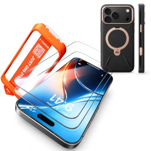 TORRAS iPhone 18 Pro �P�[�X Ostand Q3 ���U�[�g�[�� + �K���X�t�B���� 2���Z�b�g | MagSafe�Ή� ���U�[�� �w��h�~ 10H �����K���X �S�ʕی�