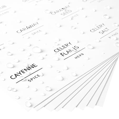 Talented Kitchen 184 Spice Labels Stickers, Preprinted White Spice Jar Labels For Herbs Seasonings, Spice Rack Pantry Organization, Minimalist Black Text + Numbers & Date (Water Resistant) #TOP4