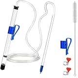 Hgkeke 14” Auto Siphon with 12.9” Bottle Wand & 5.5FT Food-Grade Silicone, Beer Wine Siphon Racking Cane fit Liquid Transfer, Effortless Bottling Fermentation Mead HomeBrew Making(Blue Tubing Clamp)