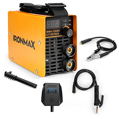 Happytools 110/220V Welding Machine, MMA Portable Inverter ARC Wire Feed Welder with Adjustable Strap and Face Shield, Stick Welder Welding Stainless Steel Iron Carbon Steel Metal (HY-ET10010US)