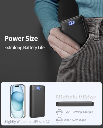 Power Bank 26800mAh, 22.5W Powerbank, Externer Handyakku Schnellladen USB C Input & Output mit LED Anzeige, PD3.0 QC4.0 Tragbares Ladegerät Kompatibel mit iPhone 16 15 14 13 12 Pro Max iPad. 6