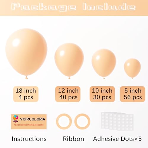 Image of Voircoloria 130pcs Blush Pink Balloons Different Sizes 18 inch 12 inch 10 inch 5 inch Boho Pink Latex Balloon Garland Arch Kit for Birthday Baby Shower Graduation Wedding Gender Reveal Party Decorations