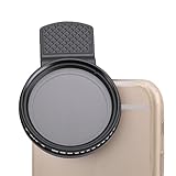 Cuifati 37 Mm Verstellbarer ND-Filter ND2-ND400, Variabler Neutraldichte-Linsenfilter mit Klemme für Smartphones, Reduziert die Lichteinwirkung