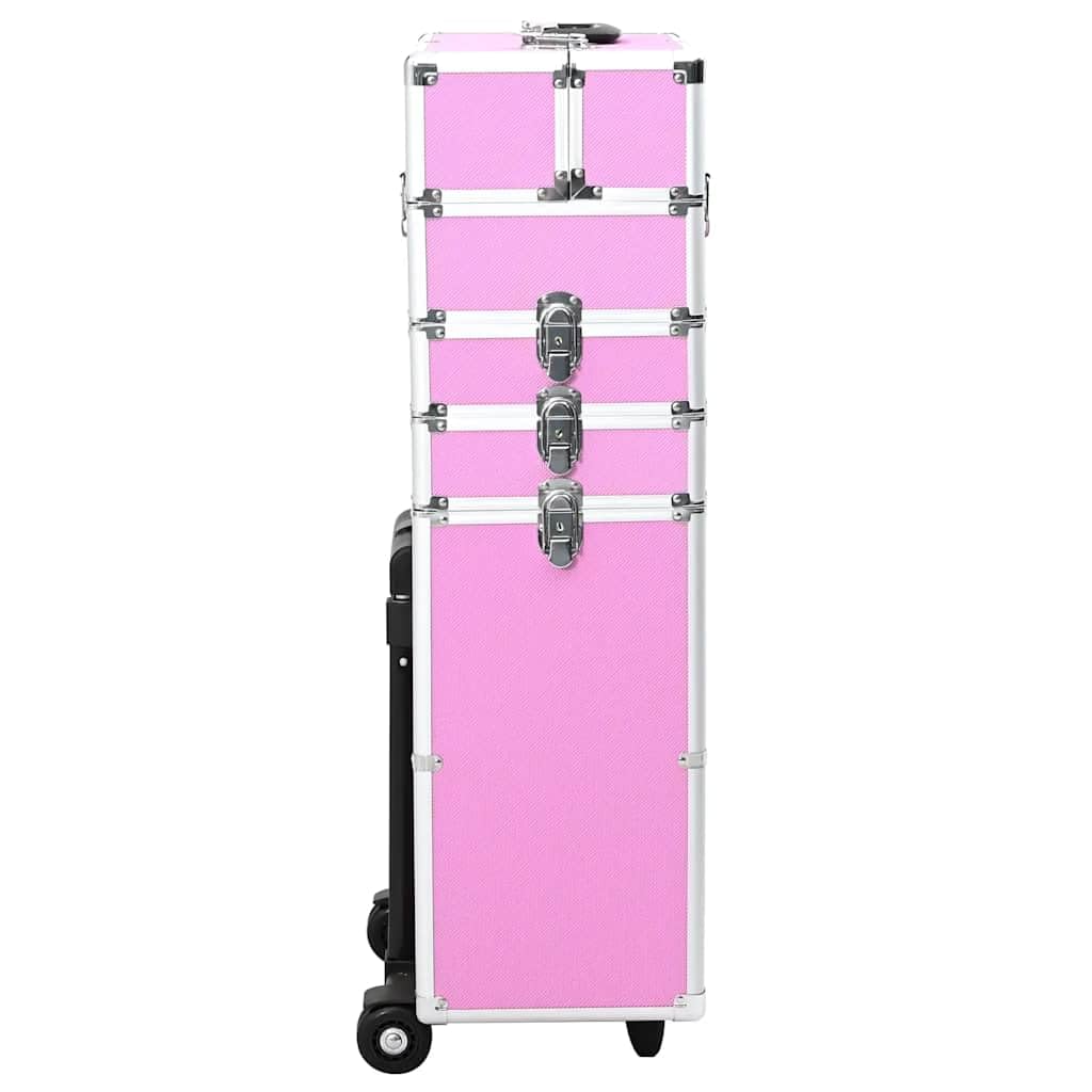 Walizka na kosmetyki, czarna, aluminiowa walizka na kółkach, z 4 poziomami, 1 szufladą i kółkami, podróżny organizer do makijażu, Rosa, 1, Zabytkowe