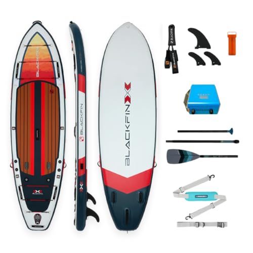iROCKER Blackfin Model X 6.0 Inflatable Stand Up Paddle Board Premium SUP and Accessories Made for All Skill Levels, Enhanced Stability (All American)