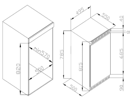 Amica UVKSD 351 951 Unterbau-Vollraum-Kühlschrank / 815 mm Nische/dekorfähig/Inverter Kompressor/Elektronische Steuerung/Türanschlag wechselbar