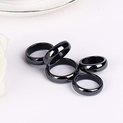 5 Pcs Genuine Hematite Rings For Women Men Magnetic Hematite Crystal Stone Ring Balance Root Chakra Therapy Anxiety Pain Relief Absorb Negative Energy Size 9 #TOP2