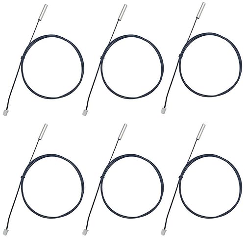Yuuhseel 6Pcs 10K 3950 NTC Temperature Sensor Probe 1M 39.37inch Waterproof Stainless Steel Temp Probe for Refrigerator, Aquarium, Industrial, Water Dispenser Parts