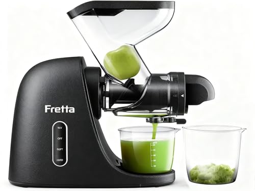 Fretta Cold Press Juicer Extractor, 3' Wide Feed Chute Slow Masticating Juicer Machines, Juice...