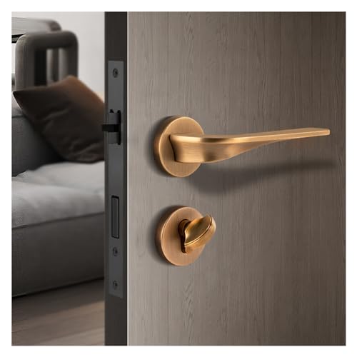 Serrure dorée de porte magnétique haut de gamme en cuivre brossé pour intérieur - 7
