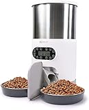 U.S. Solid Dispensador Comida Gatos, Comedero Gato Automatico, Alimentador Automático de Acero Inoxidable para Gatos y Mascotas, Alimentador de Perro, Dispensador de Alimentos