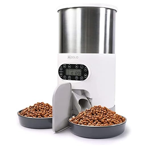 U.S. Solid Dispensador Comida Gatos, Comedero Gato Automatico, Alimentador Automático de Acero Inoxidable para Gatos y Mascotas, Alimentador de Perro, Dispensador de Alimentos