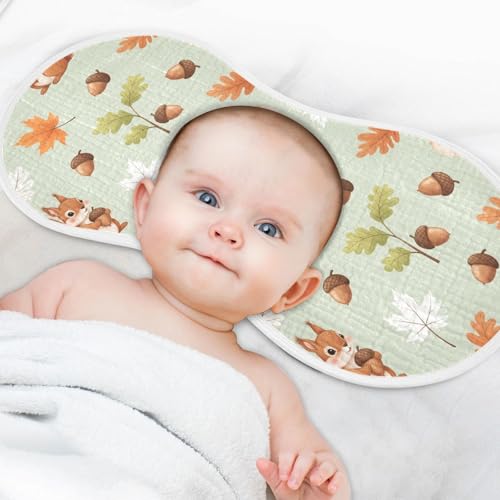 2 Pack Muslin Burp Cloths Squirrel Leaves Fall Cotton Baby Burp Cloths Extra Absorbent and Soft Thick Burping Cloth for Newborn Babies 22"x11"4