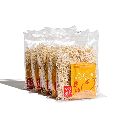 Asha Healthy Ramen Noodles With Chili Sauce, Vegetarian Chili Ramen Noodles, Spicy Mala Ramen, Wavy and Wide Hakka Noodles, 1 bag, 5 Servings