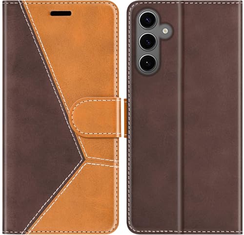 ClickCase Trend Series for Samsung Galaxy F55 5G Leather Wallet Flip Case Magnetic Closure Flip Cover for Samsung Galaxy F55 5G (Tan & Brown)