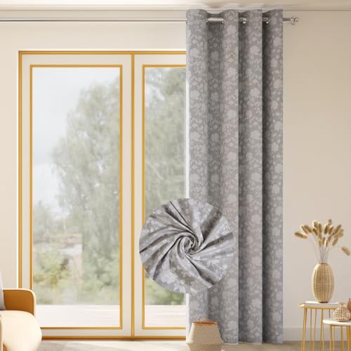 Image of haus & kinder Printed Jacquard Door Curtain 7 Feet Long Pack of 1 Door Curtain, 7 Feet Curtain for Door (Chateau Rose, Moonbeam Nature Design 130x152 CM)