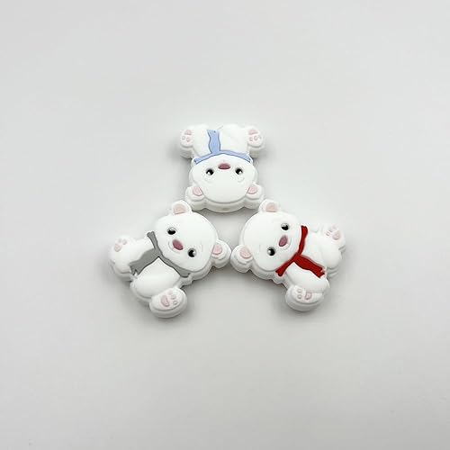 Vista 27 de 16 cuentas de lazo de silicona, cuentas focales cortadas en forma de lazo, cuentas focales para hacer llaveros y pulseras de bricolaje para hacer