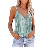 SAUKOLE Summer Tank Tops for Women V Neck Womens Fashion Sleeveless Top Loose Fit Casual Stripe S...