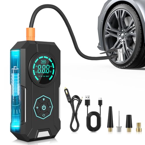 BEHAMBOW Tire Inflator Portable Air Compressor, 5X Faster Portable Air Compressor with 25000mAh Battery, 150PSI Cordless Air Pump for Car Tires, Bike, Motorcycle, Sports Balls