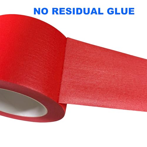 Image of Red Masking Tape, Painters Tape for Wall Decoration, 3 Inch x 55 Yards | Multi-Purpose for Painting, Building, Labeling, Edge Finishing & DIY Projects