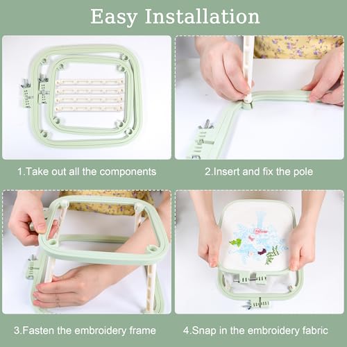 Versatile Double Embroidery Stand, Compact Desktop Embroidery Cross Stitch Frame-Hands Free 2-Tier Embroidery Hoop Frame for Needlepoint Sewing Craft Projects
