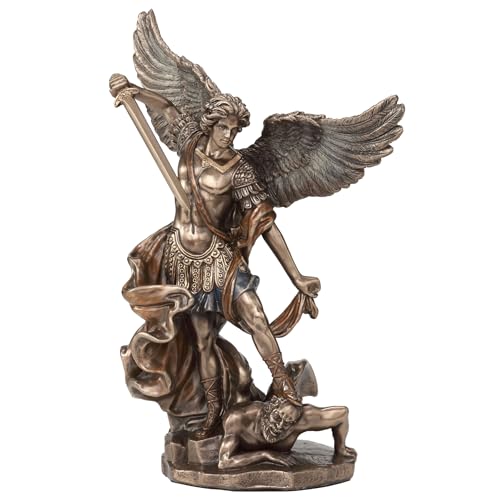 Estatua San Miguel Arcángel 6 1/4 Pulgadas Bronce miniatura 2