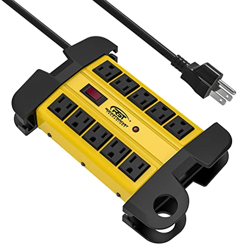 CRST Heavy Duty Surge Protector Power Strip 10-Outlet Metal Industrial Power Strip with 2800 Joules, 15A Circuit Breaker, 14 Gague 6ft Extension Cord for Workshop, Garage, Office, School… by CRST - Used condition - US$22.01