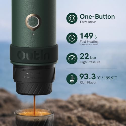 OutIn Mino Tragbare Elektrische Espressomaschine, Moss Green – Ansicht 4
