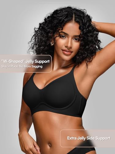 Image of Wireless Jelly Bras for Women No Underwire - S-2XL Seamless Padded T-Shirt Bralette with Support, Comfortable Everyday Bra