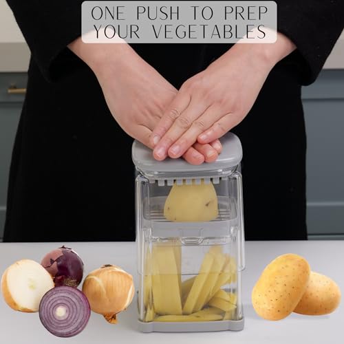 Brieftons PerfectCut Vegetable Chopper: 4-Blade Veggie Dicer Fruit Slicer, Potato French Fry Cutter, Wedge Cutter, Onion Chopper, Egg Slicer with 5 Recipe Ebooks, Safe to Use, Easy to Clean & Store - Image 3