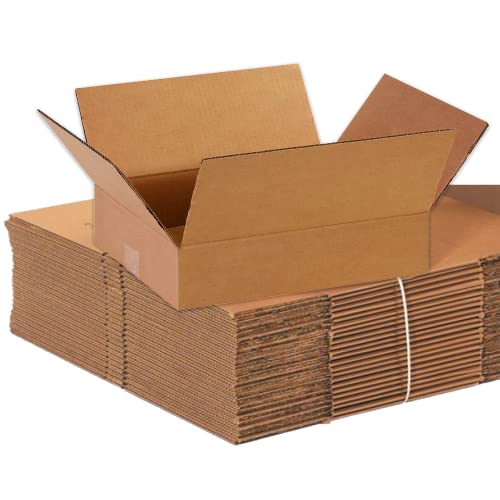 Image of BOX USA Shipping Boxes 14 inchL x 11 inchW x 3 inchH 25-Pack Flat Corrugated Cardboard Box for Packing, Moving and Storage