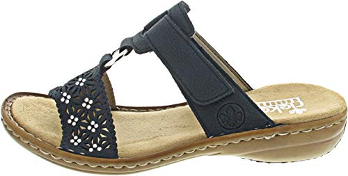 Rieker Damenschuhe Hausschuhe Pantolette Blau Freizeit, Schuhgröße:EUR 39