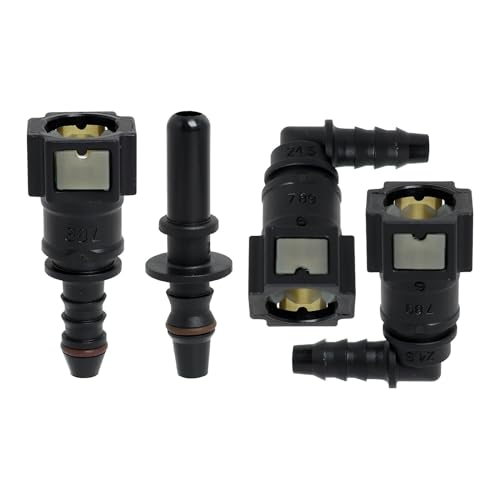 LEIBOCHAO Lot de 4 Connecteur de Raccord Durite Essence, 2 PCS Connecteur Rapide à 90 Degrés & 1 Ensemble Droit Voiture Carburant Tuyau Rapide Libération Connecteur, Plastique 7.89mm Connecteur ID6