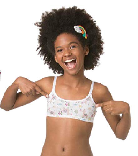 Kit com 2 Sutiã Top Miss DelRio 40309 Tamanho Médio de 7 a 9 anos (M de 7 a 9 anos, Pêssego e Branco