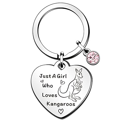 QMVMV Funny Kangaroo Keyring Gifts Animal Lover Gift Just A Girl Who Loves Kangaroos Kangaroo Lover Gift For Women Girls, Who Loves Kangaroos Keyring