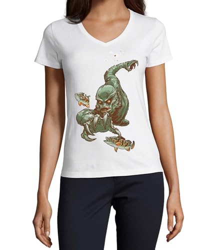 T-shirt anime col en V en coton respirant et doux vêtement blanc