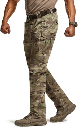 Image of CQR Men's Flex Ripstop Tactical Pants, Water Resistant Stretch Cargo Pants, Lightweight EDC Hiking Work Pants