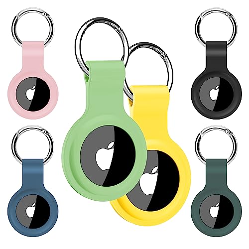 iFalarila 2 Pezzi Impermeabile Portachiavi AirTag - Porta Airtag per Apple, Chiavi Zaini e Animale in TPU Antiurto e Antigraffio con Cover Frontale, 360°Custodia AirTag, Mantiene Forte il Segnale