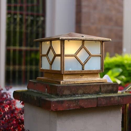 Lámpara de columna exterior E27 en aluminio y vidrio para patio