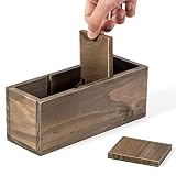 Useekoo Wood Pencil Holder, Desk Organizers and Accessories 3 Compartment Removable, Rustic Remote Caddy Control Holder, Wooden Caddy Office Supplies for Home, School and Barbershop- Light Brown