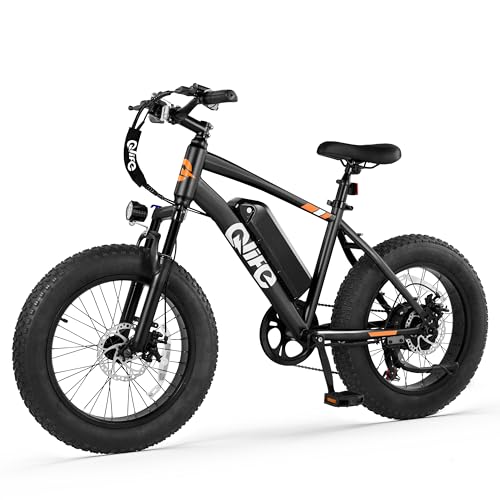 Qlife Racer Fat tire Electric Bike for Adults - 28MPH Mountain Ebike with Peak 1000W Brushless Motor, 499Wh Removable Battery, 20X4.0 Tire Step Over E-MTB with 7-Speed Black
