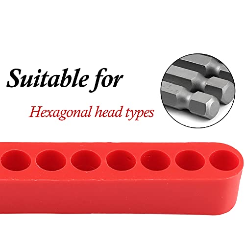 Ldexin 20Pcs 11 Holes Hex Shank Screwdriver Bit Holder, Plastic Screwdriver Head Storage Case, Drill Bit Storage Case, Screwdriver Head Holder Organizer Fit For 1/4 Inch Hex Shank, Red #TOP6