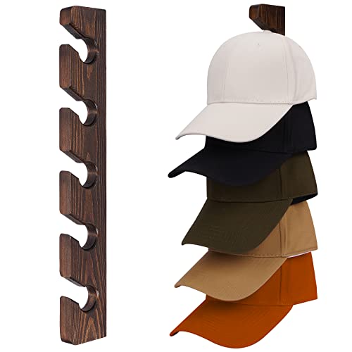 Telihel Wooden Hat Rack for Wall Baseball Cap Display Organizer (Set of