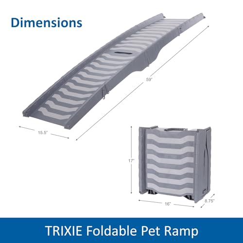 Trixie 39476 Rampe, 3-fach klappbar, Kunststoff, 39 × 150 cm, grau